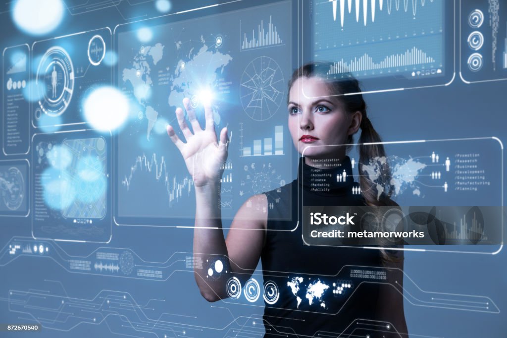 Futuristic user interface concept. Graphical User Interface(GUI). Head up Display(HUD). Internet of things. Device Screen Stock Photo