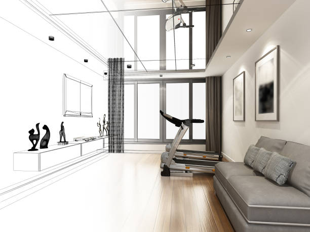 istock sketch design of living room ,3d rendering 872680240