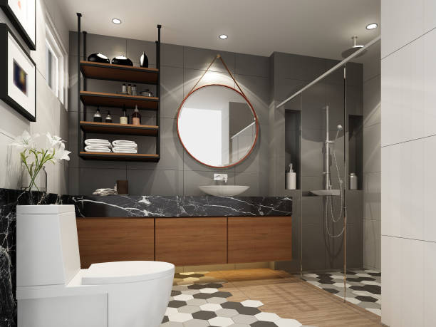 istock abstract sketch design of interior bathroom ,3d rendering 872680268