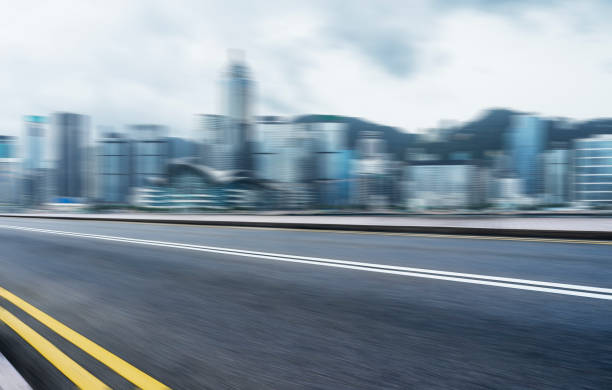 istock empty road in Hong Kong victoria 872681118
