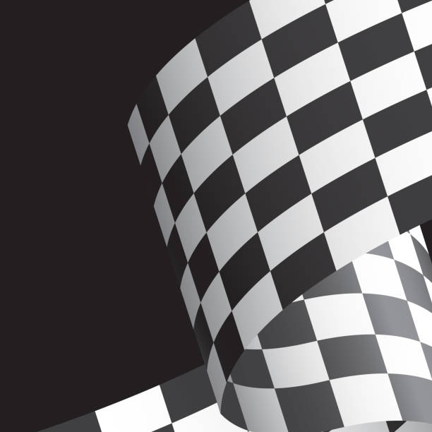 istock Checkered flag flying wave on black design sport race championship background vector illustration. 872694648