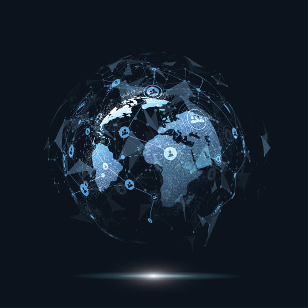 istock Global network connection. World map point and line composition concept of global business. Vector Illustration 872703454