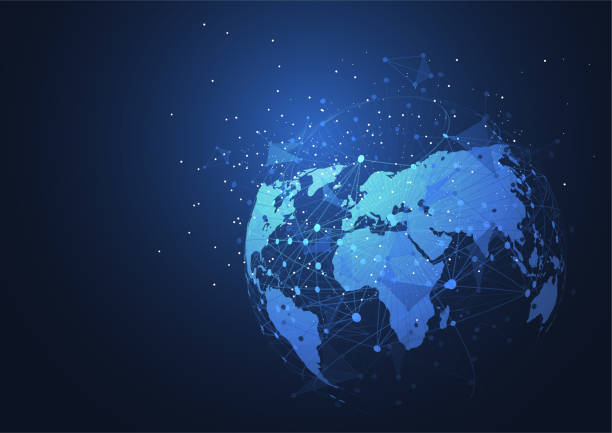 istock Global network connection. World map point and line composition concept of global business. Vector Illustration 872703720