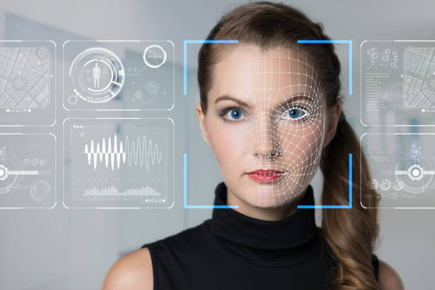 顔認識システムのコンセプトです。 - 顔認証 ストックフォトと画像