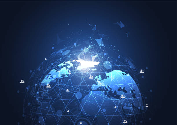 istock Global network connection. World map point and line composition concept of global business. Vector Illustration 872711204
