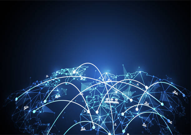 istock Global network connection. World map point and line composition concept of global business. Vector Illustration 872711336
