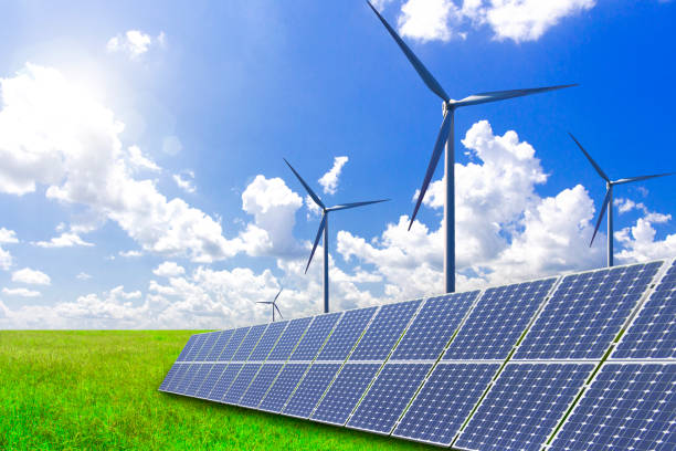 istock Solar power and wind power to solve future energy shortages 872713756