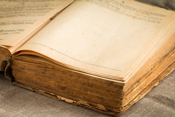 istock Old vintage book with yellowed aged pages 872713810