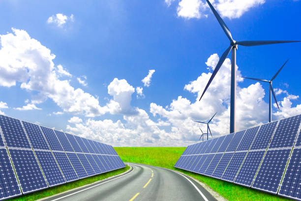 istock Solar power and wind power to solve future energy shortages 872714312