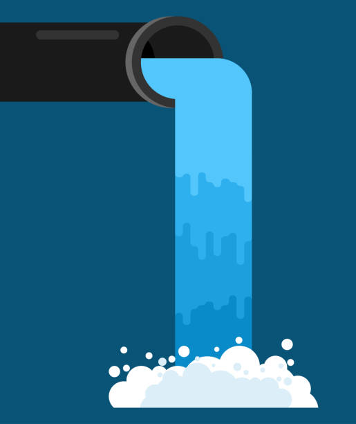 Water pouring from pipe. Flow of clean water. Vector illustration Water pouring from pipe. Flow of clean water. Vector illustration falling water flowing water stock illustrations