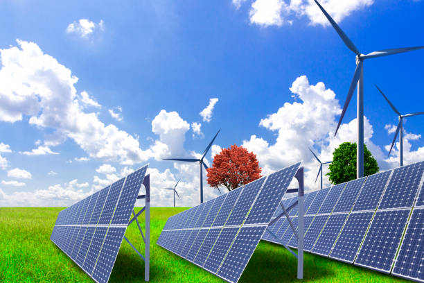 istock Solar power and wind power to solve future energy shortages 872715128