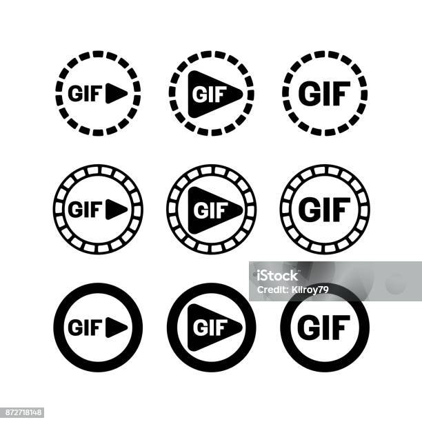 Gif Animation Play Icon Film With Frames Around Play Button Sy Stock Illustration - Download Image Now
