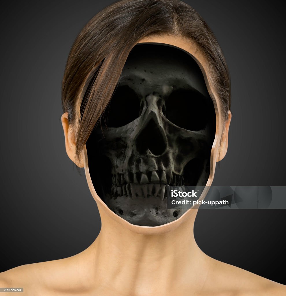 Người Phụ Nữ Xinh Đẹp Với Toàn Bộ Khuôn Mặt Cho Thấy Hộp Sọ Hình ...