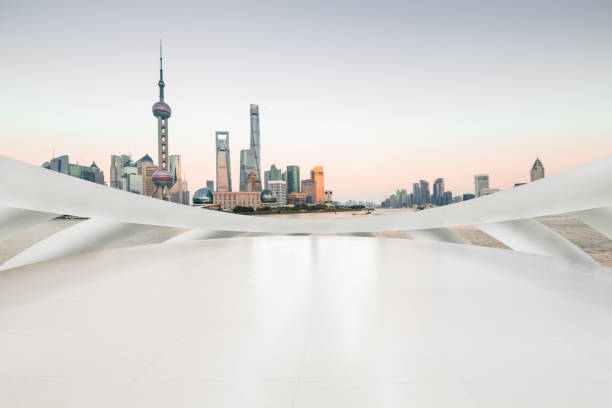 istock Empty square floor and modern cityscape at sunset in Shanghai 872722160