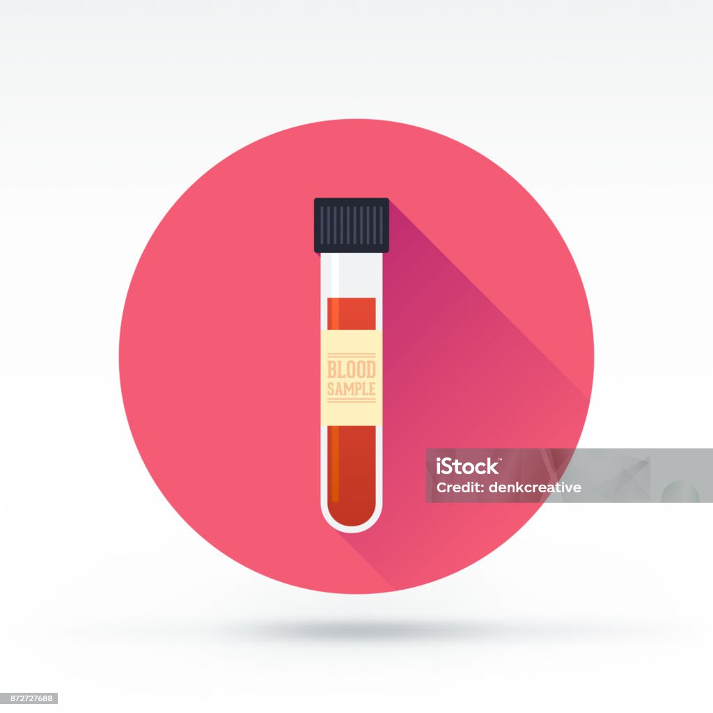 Blood Sample Flat style with long shadows, blood sample vector icon Blood Test stock vector