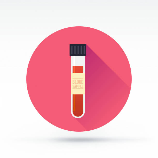 Blood Sample Flat style with long shadows, blood sample vector icon test tube stock illustrations