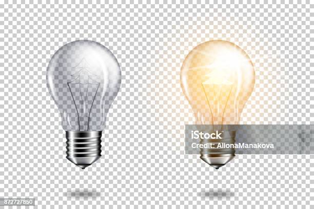 Transparent Realistic Light Bulb With Christmas Tree Isolated Stock Illustration - Download Image Now