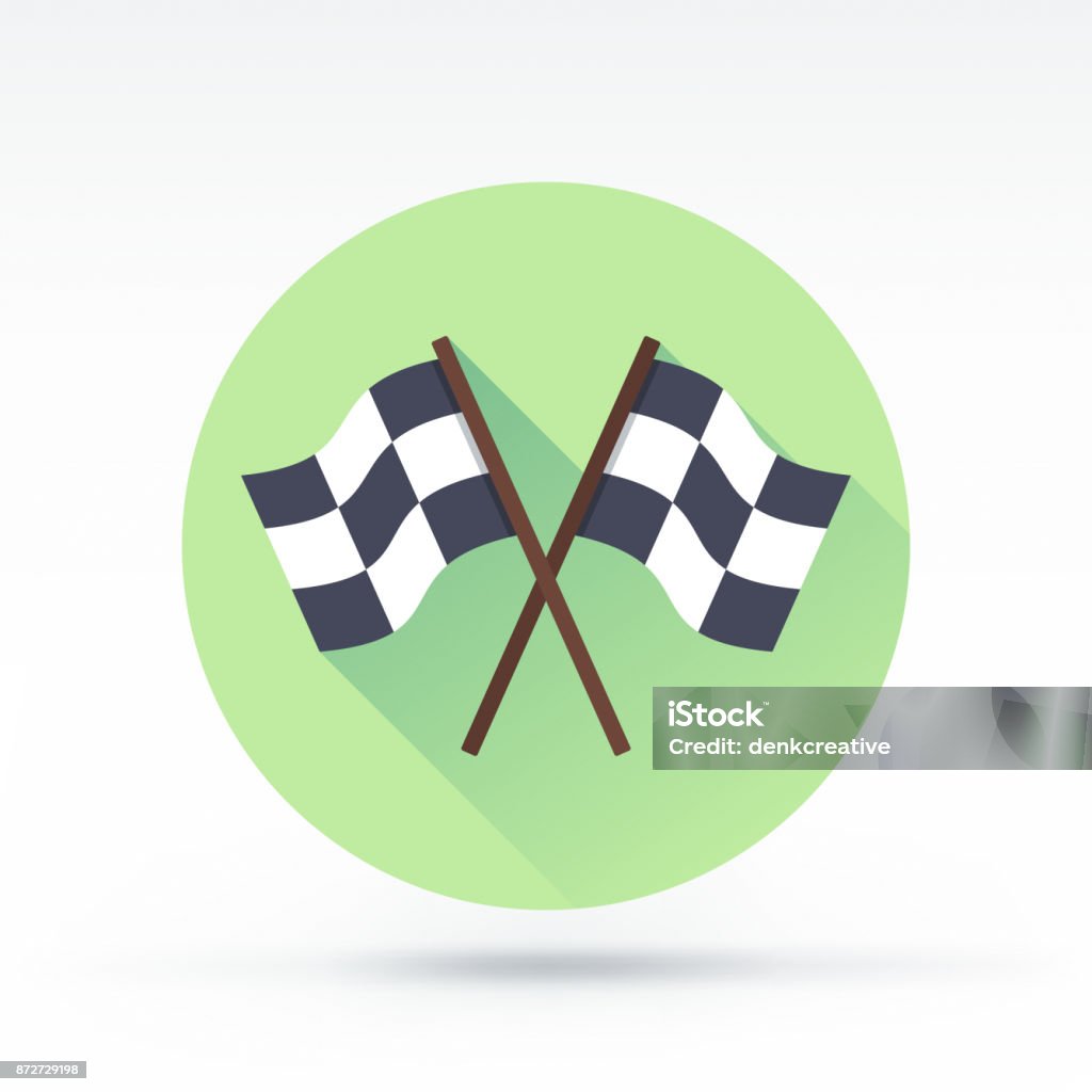 Race Icon Flat style with long shadows, finishing flag vector icon Finish Line stock vector