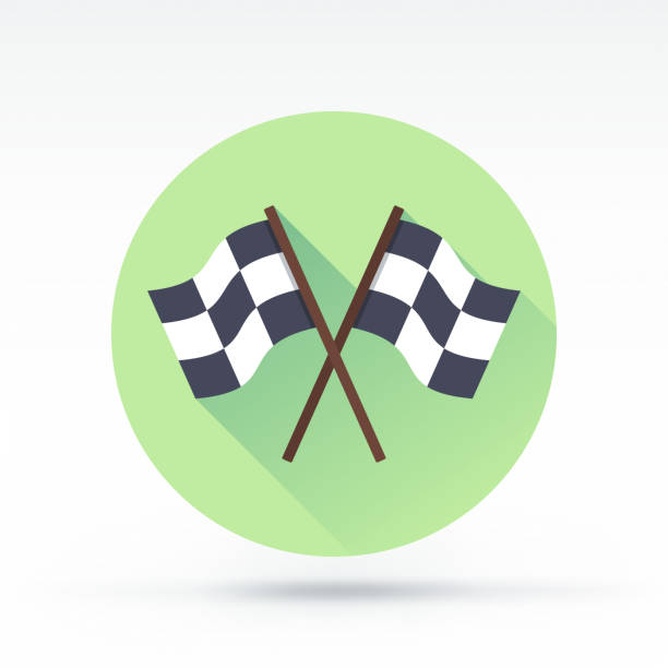 Race Icon Flat style with long shadows, finishing flag vector icon starting line stock illustrations