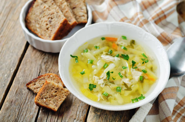 istock Zucchini Chicken Soup with bread 872735438