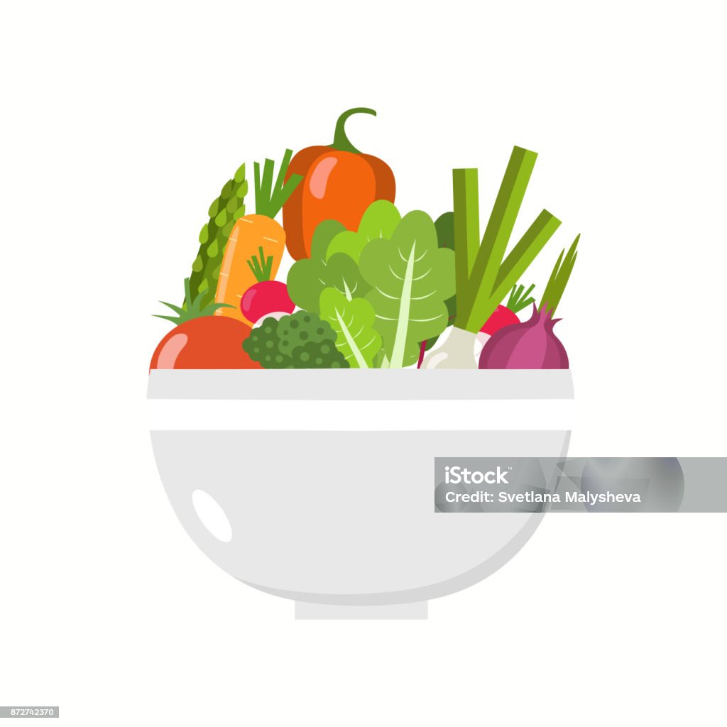 Bol de légumes. Tranches de légumes. - clipart vectoriel de Légume libre de droits