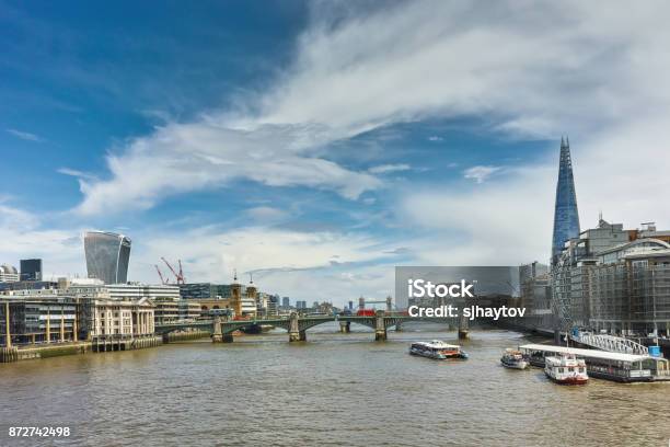 Panoramic View Of Thames River And City Of London Great Britain Stock Photo - Download Image Now