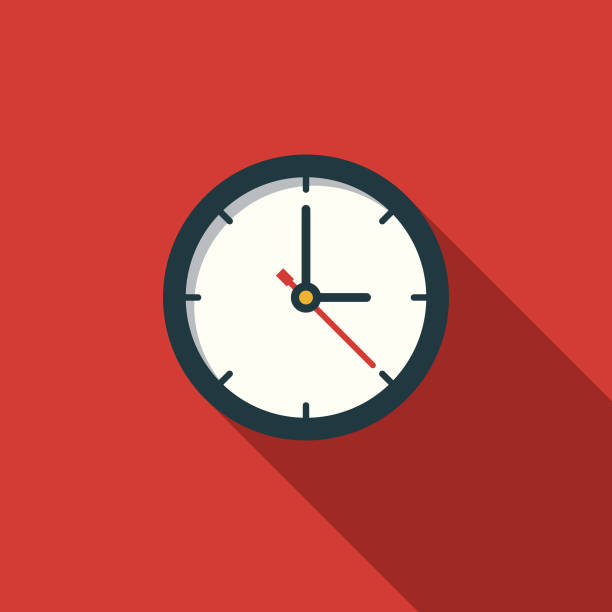Time Flat Design Education Icon with Side Shadow vector art illustration