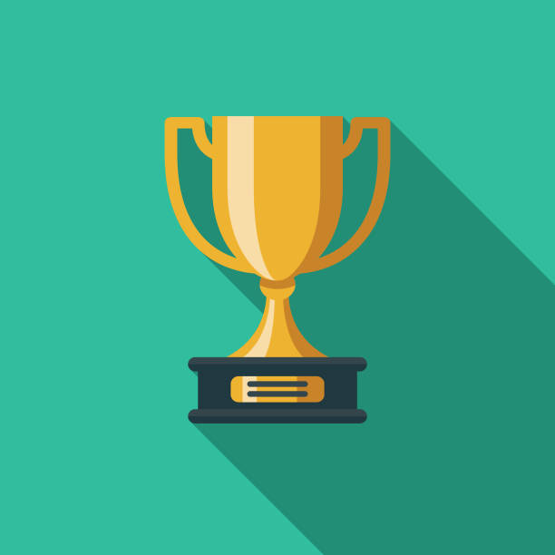 Trophy Flat Design Education Icon with Side Shadow A flat design styled education icon with a long side shadow. Color swatches are global so it’s easy to edit and change the colors. championship stock illustrations