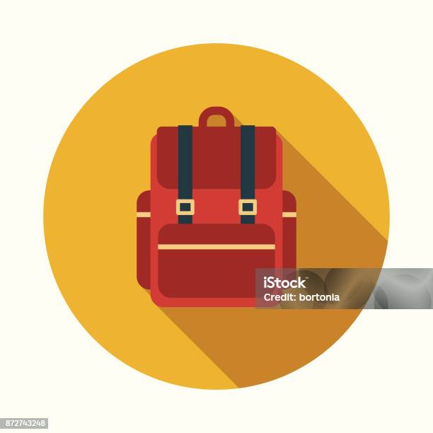 Backpack Flat Design Education Icon With Side Shadow Stock Illustration - Download Image Now