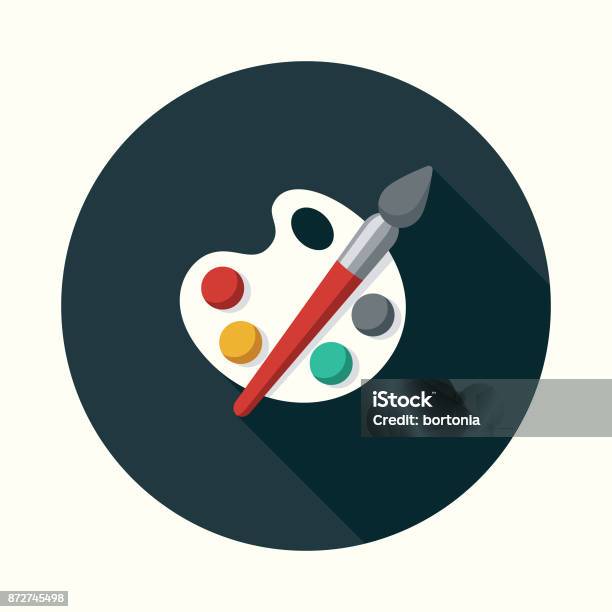 Fine Arts Flat Design Education Icon With Side Shadow Stock Illustration - Download Image Now