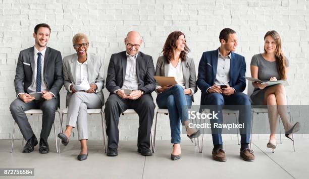 Group Of Diverse People Are Waiting For A Job Interview Stock Photo - Download Image Now