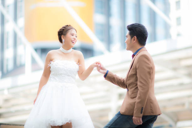 istock Pre-wedding concept : Couples showing love and happy to get married. 872757162