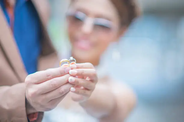 Pre-wedding concept : Couples showing love and happy to get married.