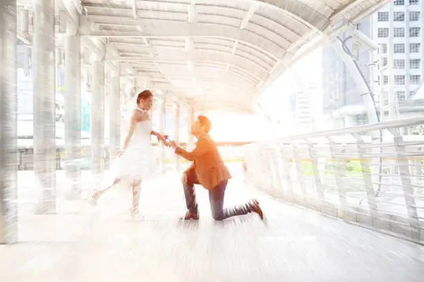 Pre-wedding concept : Couples showing love and happy to get married.