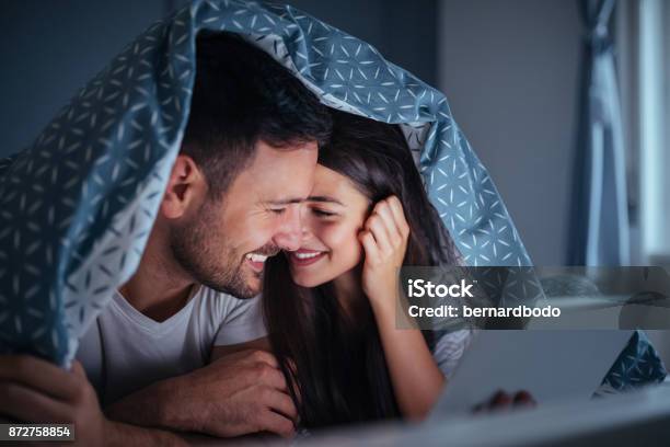 Late Night Movie Date Stock Photo - Download Image Now - Movie, Couple - Relationship, Watching