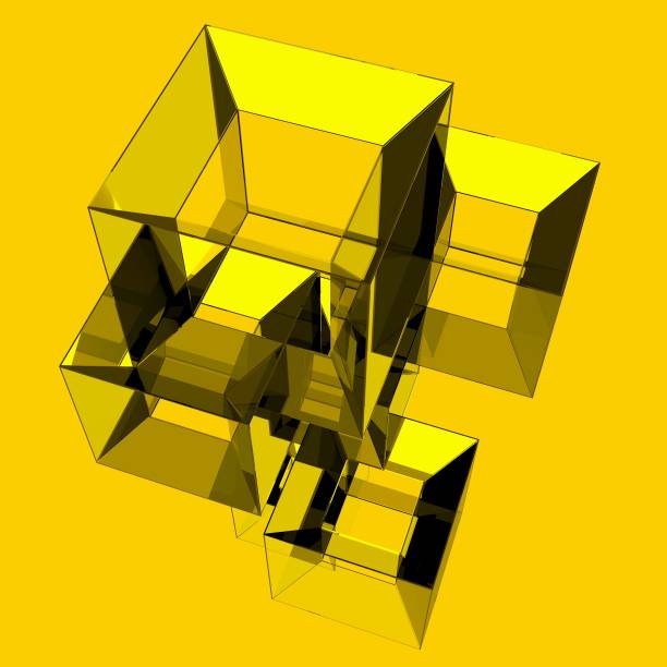 istock Glass cubic structures flying in space. 3D geometric abstraction. 872764590