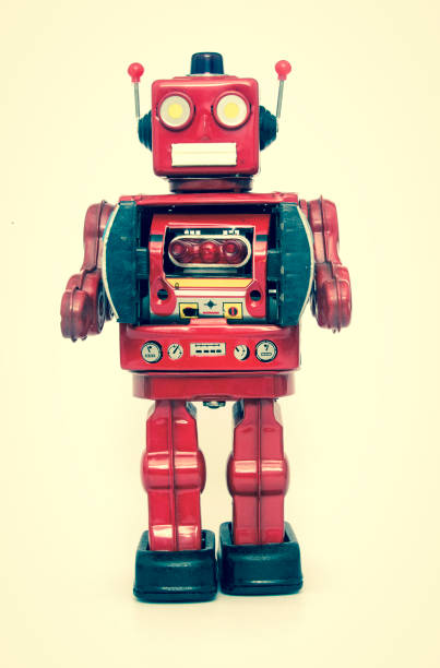 istock metalic robobot toy standing 872765700