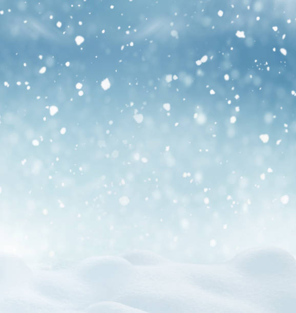 istock Christmas winter background with snow and blurred bokeh. Happy new year greeting card with copy-space. 872769708