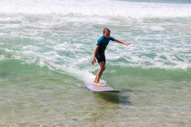 istock Boy surfing on longboard - NSW Australia 872779934
