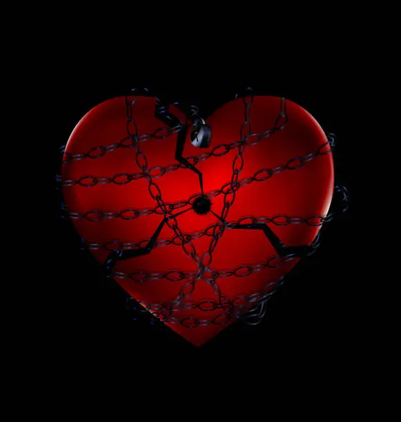 Vector illustration of dark, chain and broken heart