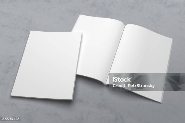 Us Letter Magazine Or Brochure 3d Illustration Mockup On Texture No 1 Stock Photo - Download Image Now