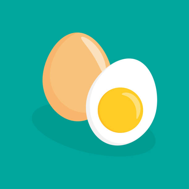 illustrazioni stock, clip art, cartoni animati e icone di tendenza di icone uova piatto - uovo