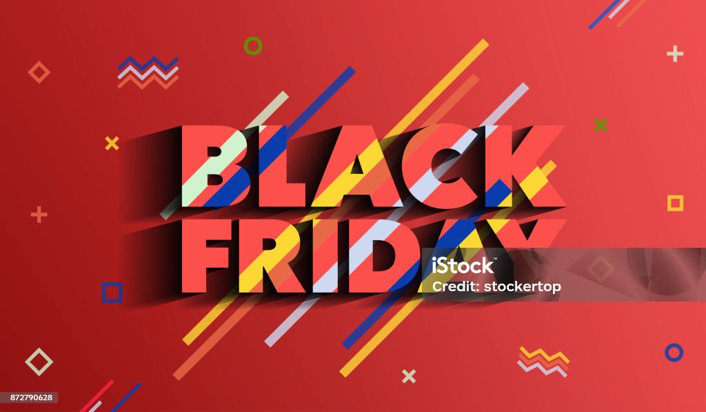 Black Friday Sale And Discounts Fashion Banner Background With Colored  Lines A Bright Template In The Style Stock Illustration - Download Image  Now - iStock
