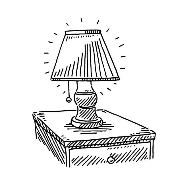 Vector illustration of Bedside Lamp Drawing