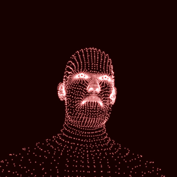 istock Head of the Person from a 3d Grid. Human Head Model. Face Scanning. View of Human Head. 3D Geometric Face Design. 3d Covering Skin. Geometry Man Portrait. Can be used for Avatar, Science, Technology 872794662