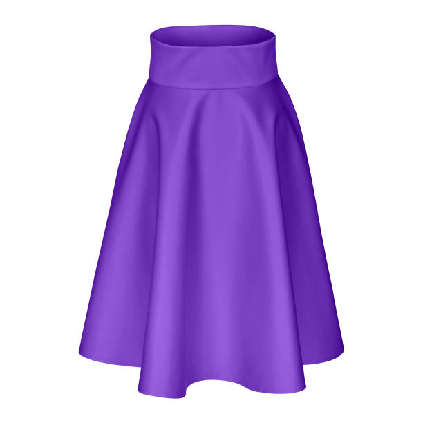 Photo of pretty nice cute charming woman wearing skirt isolated over purple color background