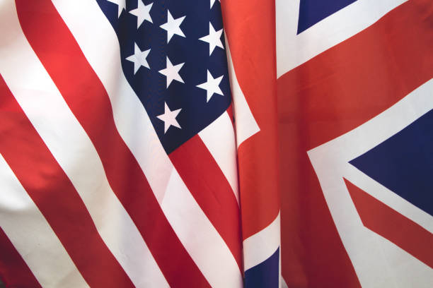 istock UK flag and USA Flag . Relations between countries . 872810234