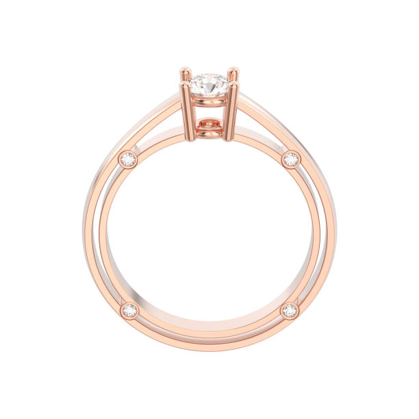 istock 3D illustration isolated rose gold decorative solitaire engagement diamond ring 872810556