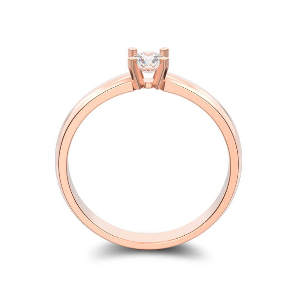istock 3D illustration isolated rose gold traditional solitaire engagement diamond ring with shadow 872810592