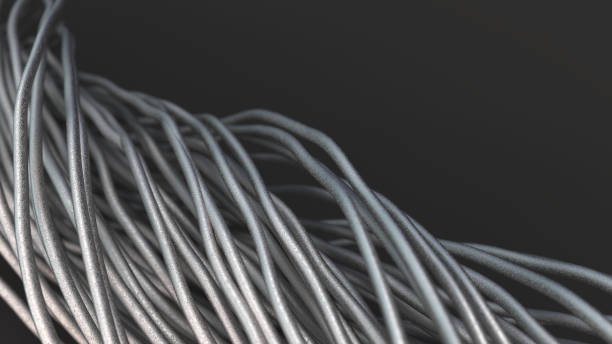 istock Twisted aluminum wires on black surface 872825360